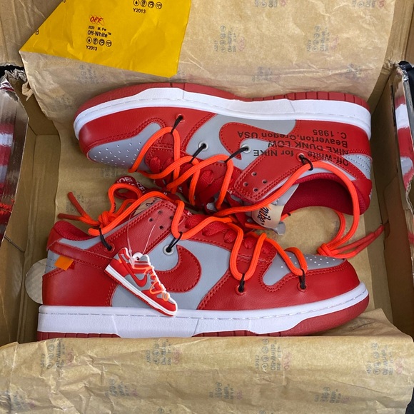 Wmns 6.5 Off-White x Dunk Low ‘University Red’ - Picture 1 of 8